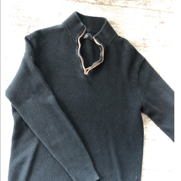 Men’s textured long sleeve sweater with zipper - Picture 2 of 3